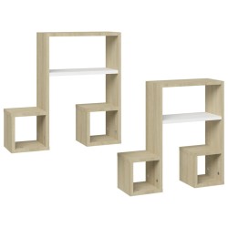 vidaXL Wandregale 2 Stk. Weiß & Sonoma-Eiche 50x15x50cm Holzwerkstoff