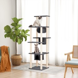 vidaXL Kratzbaum mit Sisal-Kratzsäulen Dunkelgrau 169 cm