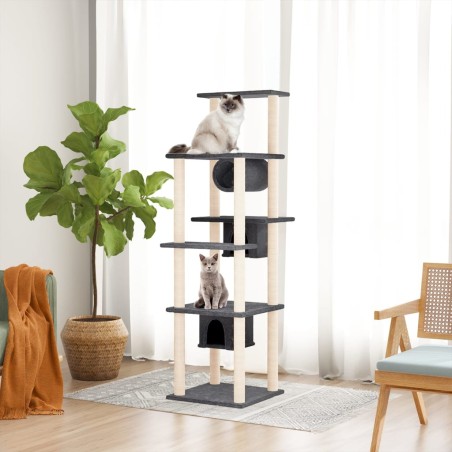 vidaXL Kratzbaum mit Sisal-Kratzsäulen Dunkelgrau 169 cm
