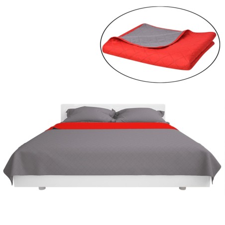 vidaXL Zweiseitige Tagesdecke Gesteppt Rot und Grau 230x260 cm