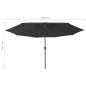 vidaXL Sonnenschirm mit LED-Leuchten und Metallmast 400 cm Schwarz vidaXL Sonnenschirm mit LED-Leuchten und Metallmast 400 cm Schwarz