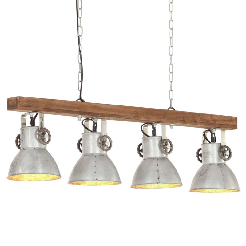 vidaXL Deckenlampe Industriestil Silbern E27 Mangoholz vidaXL Deckenlampe Industriestil Silbern E27 Mangoholz