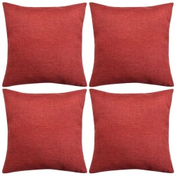 vidaXL Kissenbezüge 4 Stk. Leinenoptik Burgunderrot 80x80 cm