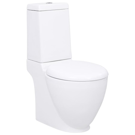 vidaXL WC Keramik-Toilette Badezimmer Rund Senkrechter Abgang Weiß 