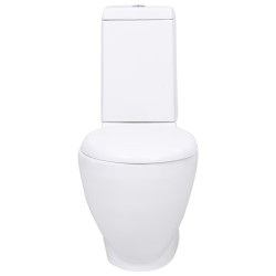 vidaXL WC Keramik-Toilette Badezimmer Rund Senkrechter Abgang Weiß 