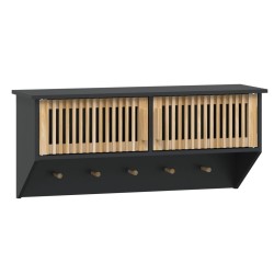 vidaXL Wandgarderobe mit Haken Schwarz 80x24x35,5 cm Holzwerkstoff