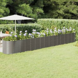 vidaXL Hochbeet Pulverbeschichteter Stahl 620x80x68 cm Grau