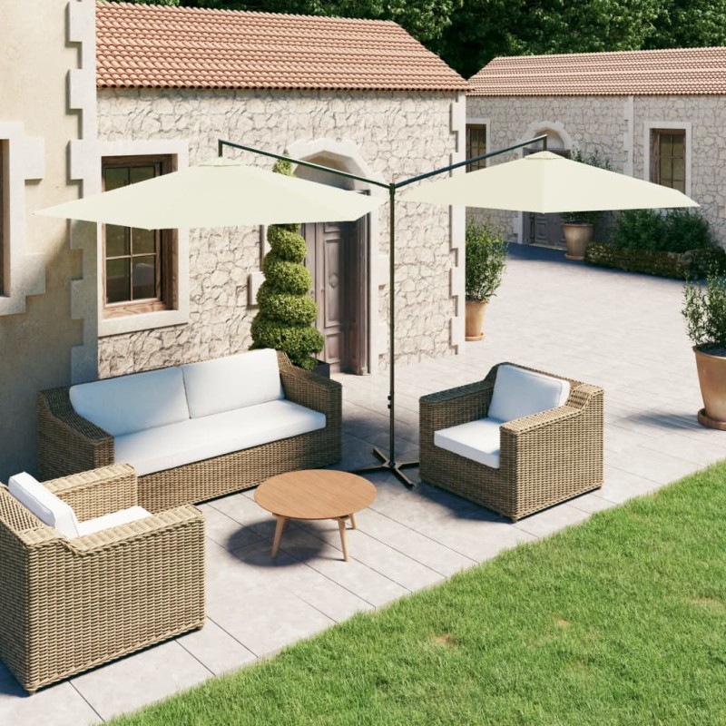 vidaXL Doppel-Sonnenschirm mit Stahlmast Sandfarben 600 cm vidaXL Doppel-Sonnenschirm mit Stahlmast Sandfarben 600 cm