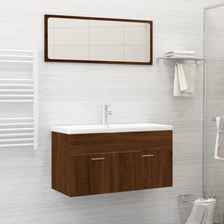 vidaXL 2-tlg. Badmöbel-Set Braun Eichen-Optik Holzwerkstoff