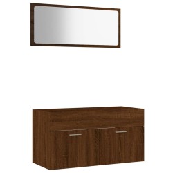 vidaXL 2-tlg. Badmöbel-Set Braun Eichen-Optik Holzwerkstoff