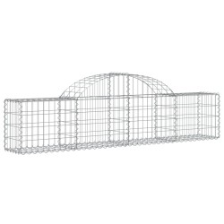 vidaXL Gabione mit Hochbogen 200x30x40/60 cm Verzinktes Eisen