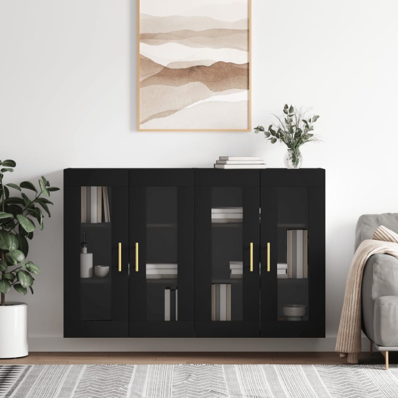Wandschränke 2 Stk. Schwarz Holzwerkstoff Wandschränke 2 Stk. Schwarz Holzwerkstoff