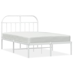 vidaXL Bettgestell mit Kopfteil Metall Weiß 135x190 cm