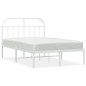 vidaXL Bettgestell mit Kopfteil Metall Weiß 135x190 cm vidaXL Bettgestell mit Kopfteil Metall Weiß 135x190 cm