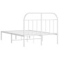 vidaXL Bettgestell mit Kopfteil Metall Weiß 135x190 cm vidaXL Bettgestell mit Kopfteil Metall Weiß 135x190 cm