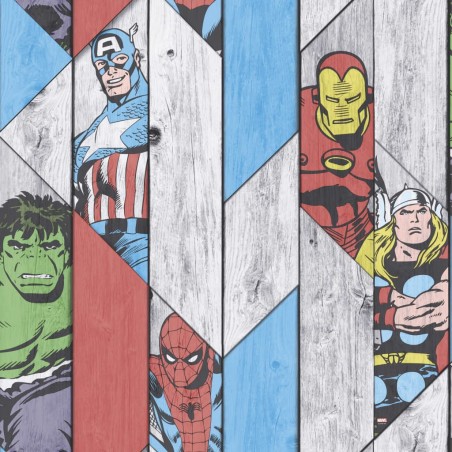 Kids at Home Tapete Marvel Wood Grau 102435