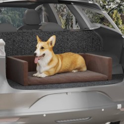 vidaXL Kofferraum-Hundebett Braun 90x60 cm Leinenoptik