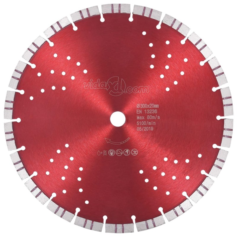 vidaXL Diamant-Trennscheibe mit Turbo und Löchern Stahl 300 mm vidaXL Diamant-Trennscheibe mit Turbo und Löchern Stahl 300 mm