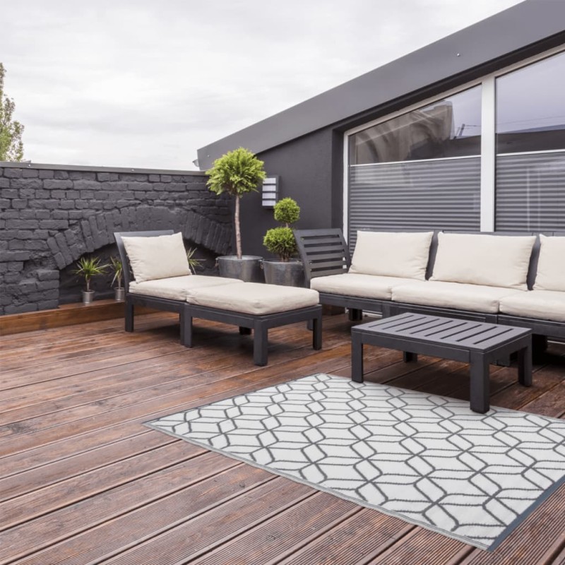 Esschert Design Outdoor-Teppich 180x121 cm Grau und Weiß OC25 Esschert Design Outdoor-Teppich 180x121 cm Grau und Weiß OC25