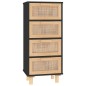 vidaXL Sideboard Schwarz 40x30x90cm Massivholz Kiefer und Natur-Rattan vidaXL Sideboard Schwarz 40x30x90cm Massivholz Kiefer und Natur-Rattan