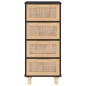 vidaXL Sideboard Schwarz 40x30x90cm Massivholz Kiefer und Natur-Rattan vidaXL Sideboard Schwarz 40x30x90cm Massivholz Kiefer und Natur-Rattan