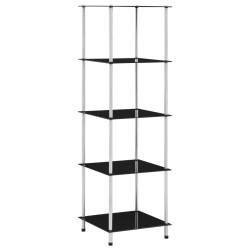 vidaXL Regal mit 5 Ablagen Schwarz 40x40x130 cm Hartglas