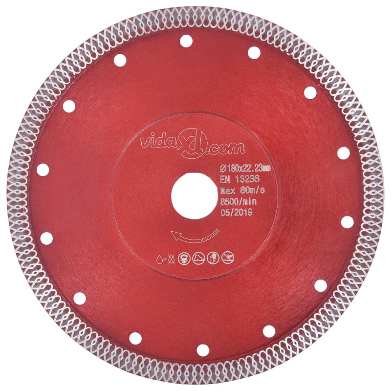 vidaXL Diamant-Trennscheibe mit Löchern Stahl 180 mm vidaXL Diamant-Trennscheibe mit Löchern Stahl 180 mm