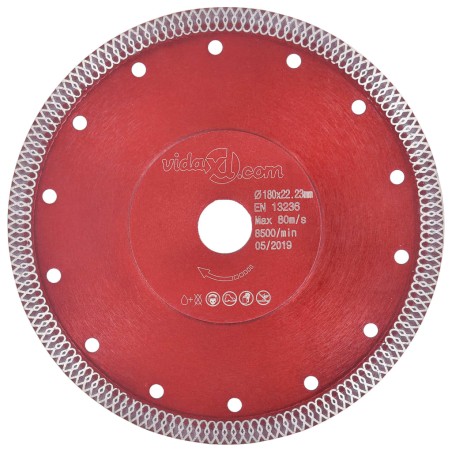 vidaXL Diamant-Trennscheibe mit Löchern Stahl 180 mm
