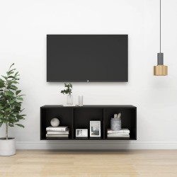 vidaXL TV-Wandschrank Schwarz 37x37x107 cm Holzwerkstoff