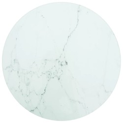 vidaXL Tischplatte Weiß Ø30x0,8 cm Hartglas in Marmoroptik