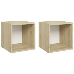 vidaXL TV-Schränke 2 Stk. Weiß Sonoma-Eiche 37x35x37 cm Holzwerkstoff