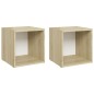vidaXL TV-Schränke 2 Stk. Weiß Sonoma-Eiche 37x35x37 cm Holzwerkstoff vidaXL TV-Schränke 2 Stk. Weiß Sonoma-Eiche 37x35x37 cm Holzwerkstoff