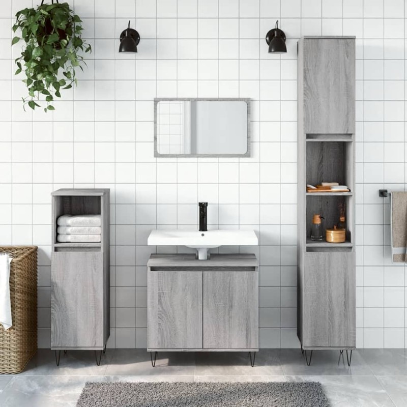 vidaXL Badschrank Grau Sonoma 58x33x60 cm Holzwerkstoff vidaXL Badschrank Grau Sonoma 58x33x60 cm Holzwerkstoff