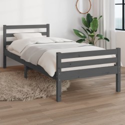 vidaXL Massivholzbett Grau 90x200 cm
