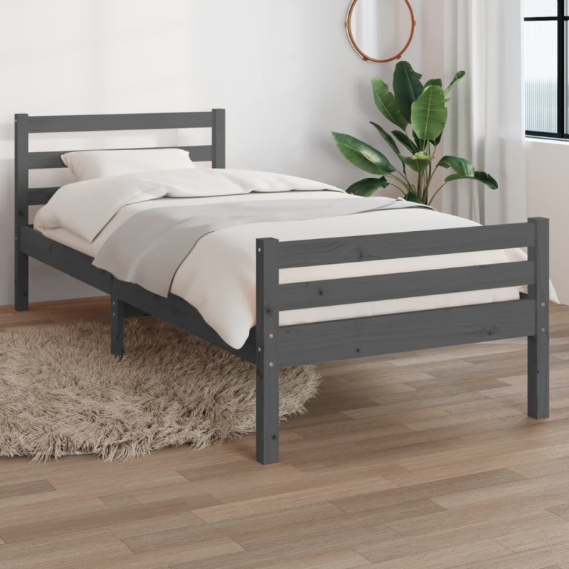 vidaXL Massivholzbett Grau 90x200 cm vidaXL Massivholzbett Grau 90x200 cm