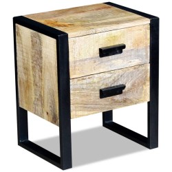 vidaXL Beistelltisch mit 2 Schubladen Mango Holz 43x33x51 cm