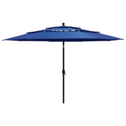 vidaXL Sonnenschirm mit Aluminium-Mast 3-lagig Azurblau 3,5 m