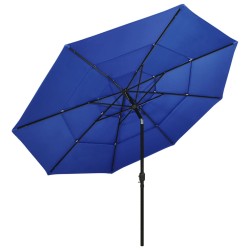 vidaXL Sonnenschirm mit Aluminium-Mast 3-lagig Azurblau 3,5 m