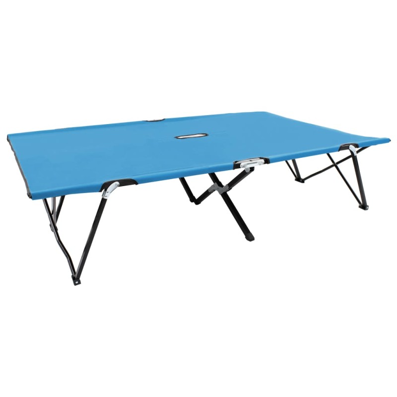 vidaXL Klappbare Sonnenliege für 2 Personen Blau Stahl vidaXL Klappbare Sonnenliege für 2 Personen Blau Stahl