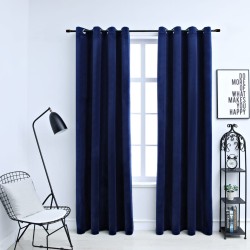 vidaXL Verdunkelungsvorhänge mit Ösen 2 Stk. Samt Dunkelblau 140x175cm