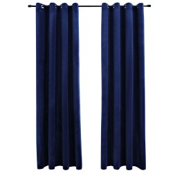 vidaXL Verdunkelungsvorhänge mit Ösen 2 Stk. Samt Dunkelblau 140x175cm