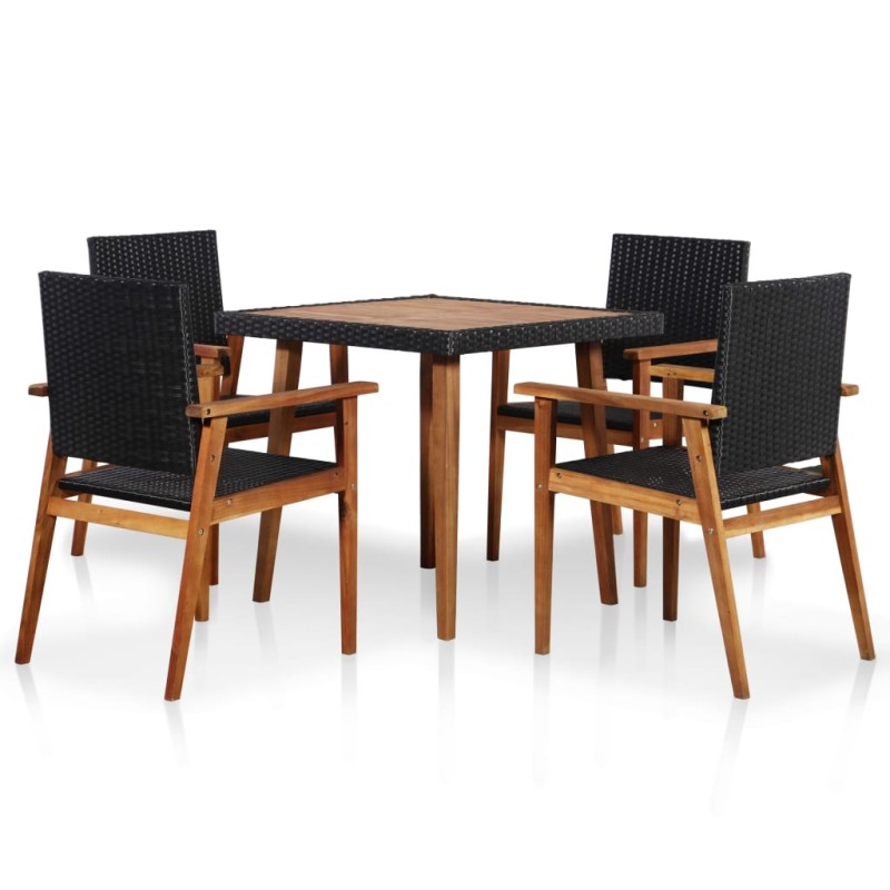 vidaXL 5-tlg. Garten-Essgruppe Poly Rattan Schwarz und Braun vidaXL 5-tlg. Garten-Essgruppe Poly Rattan Schwarz und Braun