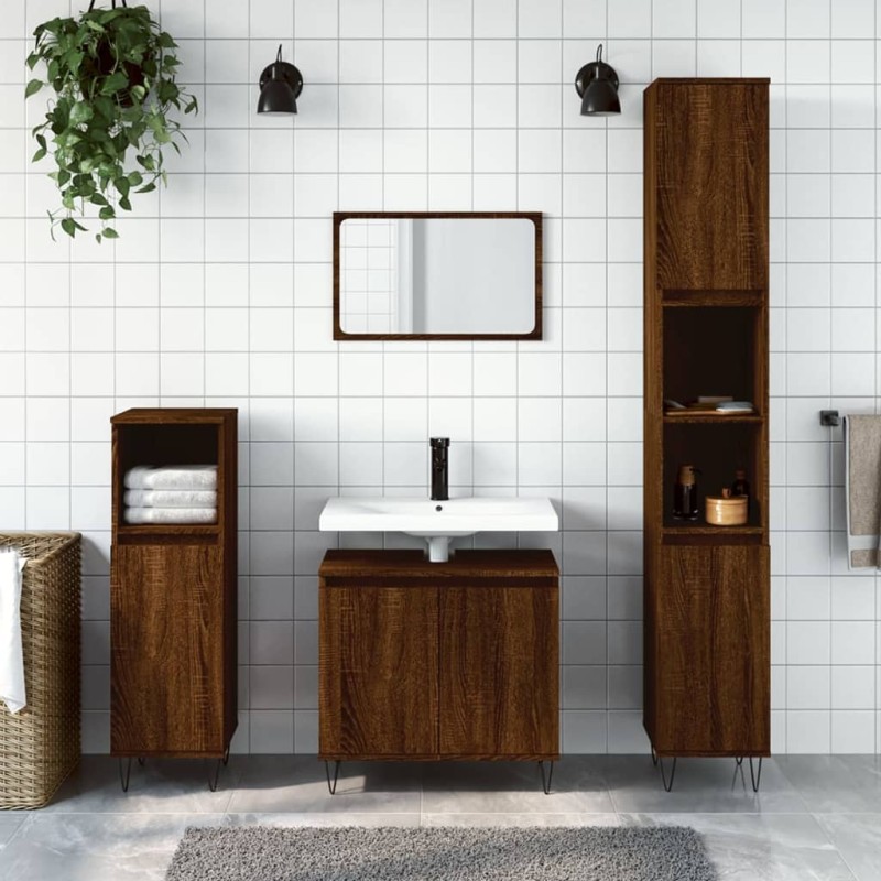 vidaXL Badschrank Braun Eichen-Optik 58x33x60 cm Holzwerkstoff vidaXL Badschrank Braun Eichen-Optik 58x33x60 cm Holzwerkstoff