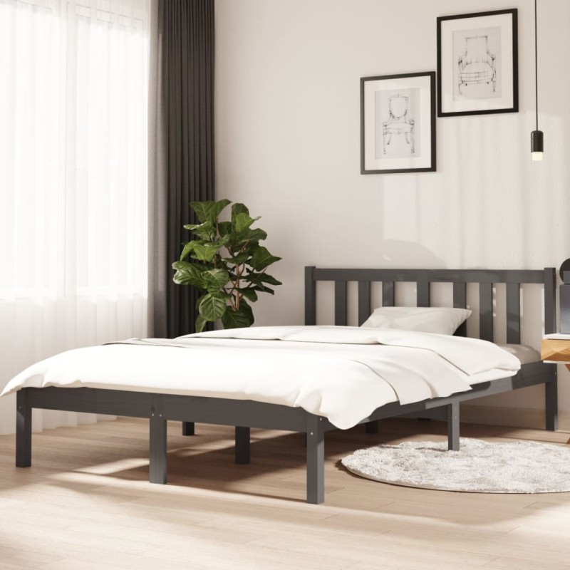 vidaXL Massivholzbett Grau 120x190 cm vidaXL Massivholzbett Grau 120x190 cm