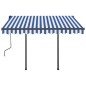 vidaXL Gelenkarmmarkise mit Pfosten 3x2,5 m Blau und Weiß vidaXL Gelenkarmmarkise mit Pfosten 3x2,5 m Blau und Weiß