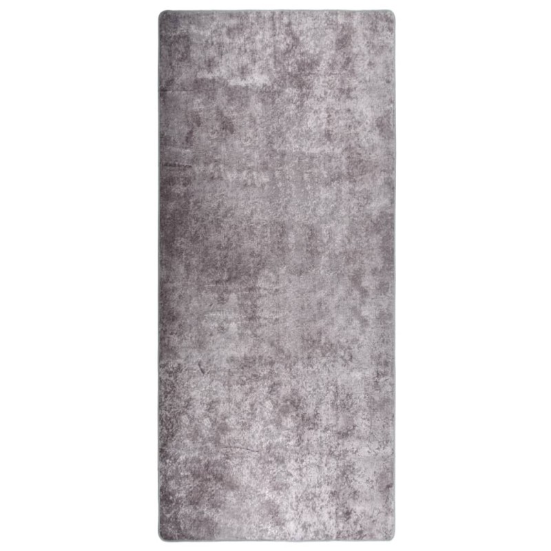 vidaXL Teppich Waschbar 80x300 cm Grau Rutschfest vidaXL Teppich Waschbar 80x300 cm Grau Rutschfest