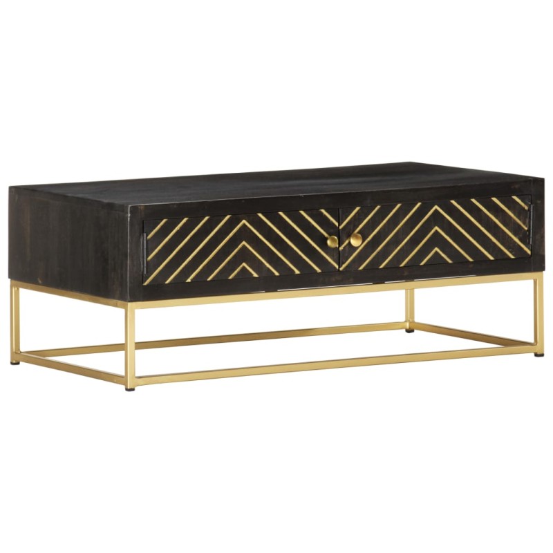 vidaXL Couchtisch Schwarz und Golden 90 x 50 x 35 cm Massivholz Mango vidaXL Couchtisch Schwarz und Golden 90 x 50 x 35 cm Massivholz Mango
