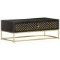 vidaXL Couchtisch Schwarz und Golden 90 x 50 x 35 cm Massivholz Mango vidaXL Couchtisch Schwarz und Golden 90 x 50 x 35 cm Massivholz Mango