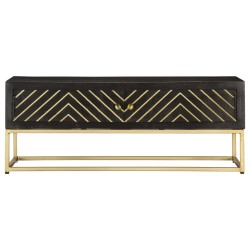 vidaXL Couchtisch Schwarz und Golden 90 x 50 x 35 cm Massivholz Mango
