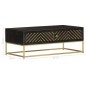 vidaXL Couchtisch Schwarz und Golden 90 x 50 x 35 cm Massivholz Mango vidaXL Couchtisch Schwarz und Golden 90 x 50 x 35 cm Massivholz Mango